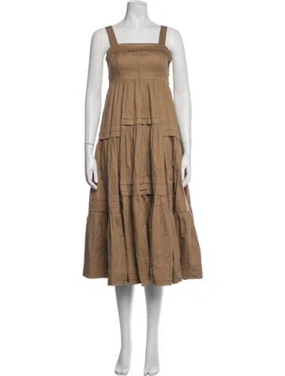 Pre-owned Aje Square Neckline Long Dress In Brown