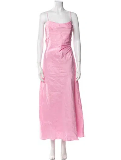 Pre-owned Aje Square Neckline Long Dress In Pink