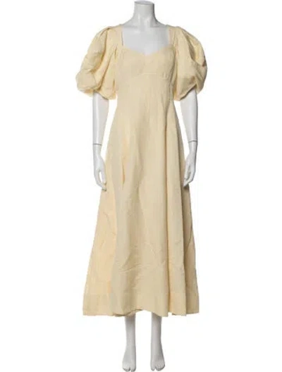Pre-owned Aje Square Neckline Long Dress In Yellow