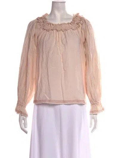 Pre-owned Aje Square Neckline Long Sleeve Blouse In Pink