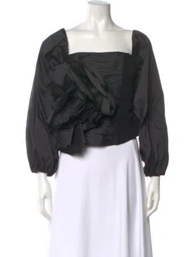 Pre-owned Aje Square Neckline Long Sleeve Blouse W/ Tags In Black