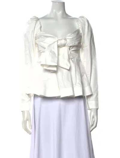 Pre-owned Aje Square Neckline Long Sleeve Blouse In White