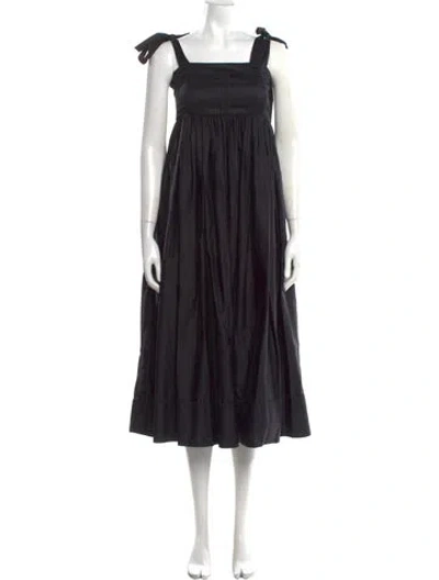 Pre-owned Aje Square Neckline Midi Length Dress In Black