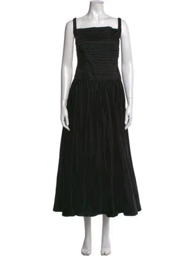 Pre-owned Aje Square Neckline Midi Length Dress In Black