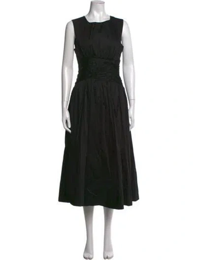 Pre-owned Aje Square Neckline Midi Length Dress In Black