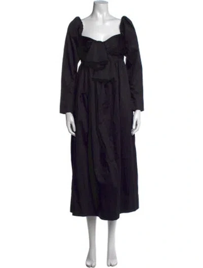 Pre-owned Aje Square Neckline Midi Length Dress In Black