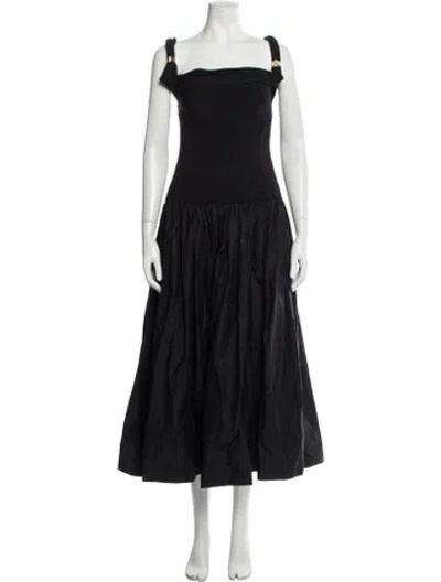 Pre-owned Aje Square Neckline Midi Length Dress In Black