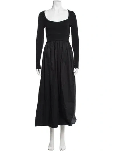 Pre-owned Aje Square Neckline Midi Length Dress In Black