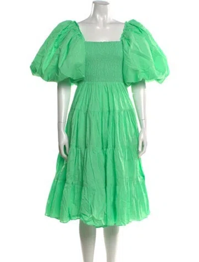 Pre-owned Aje Square Neckline Midi Length Dress In Green