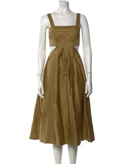 Pre-owned Aje Square Neckline Midi Length Dress In Green