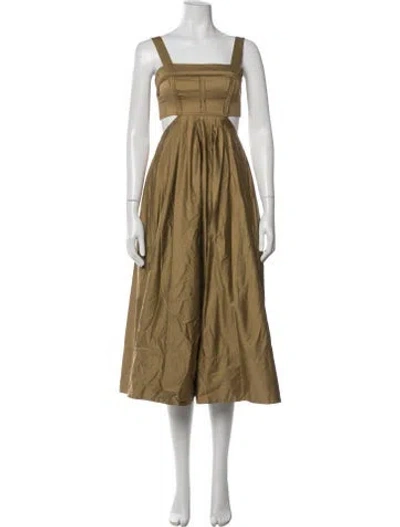 Pre-owned Aje Square Neckline Midi Length Dress In Neutrals