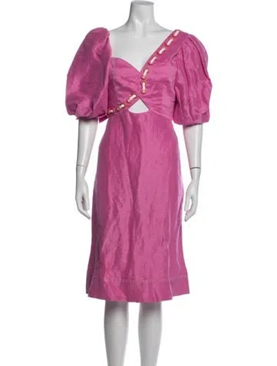 Pre-owned Aje Square Neckline Midi Length Dress In Pink