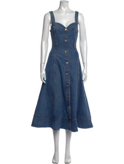 Pre-owned Aje Square Neckline Midi Length Dress W/ Tags In Blue