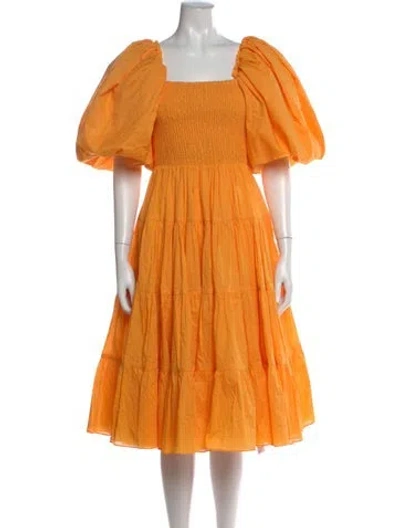 Pre-owned Aje Square Neckline Midi Length Dress W/ Tags In Orange
