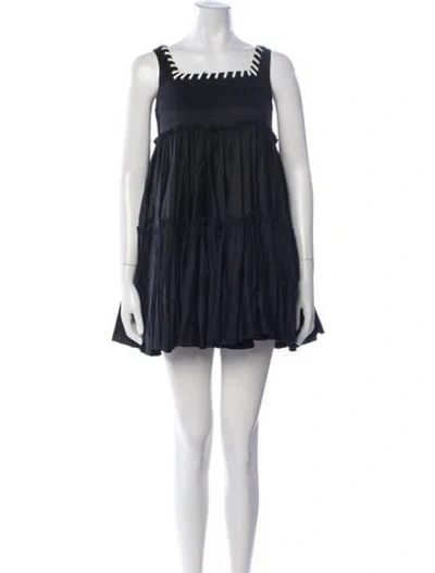 Pre-owned Aje Square Neckline Mini Dress In Black