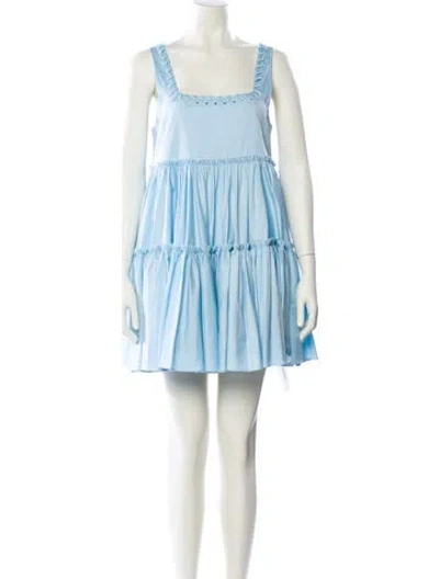 Pre-owned Aje Square Neckline Mini Dress In Blue