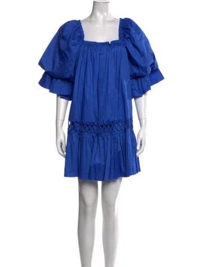 Pre-owned Aje Square Neckline Mini Dress In Blue