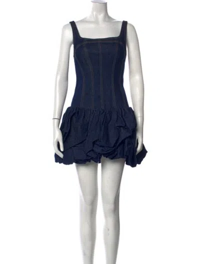 Pre-owned Aje Square Neckline Mini Dress In Blue