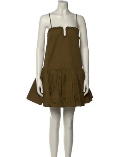 Pre-owned Aje Square Neckline Mini Dress In Green