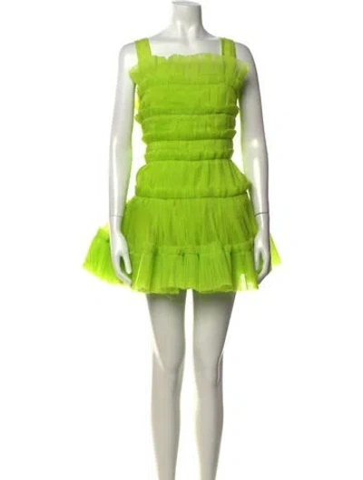 Pre-owned Aje Square Neckline Mini Dress In Green