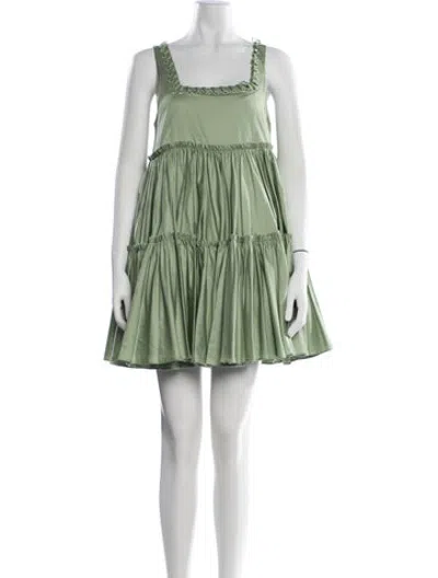 Pre-owned Aje Square Neckline Mini Dress In Green