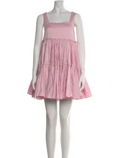 Pre-owned Aje Square Neckline Mini Dress In Pink