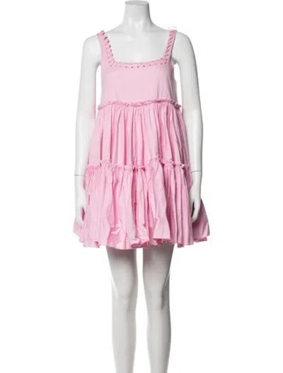 Pre-owned Aje Square Neckline Mini Dress In Pink