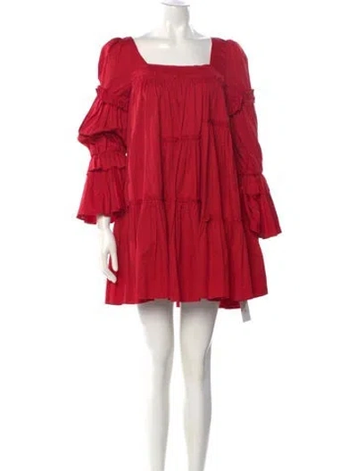 Pre-owned Aje Square Neckline Mini Dress In Red
