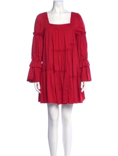 Pre-owned Aje Square Neckline Mini Dress In Red
