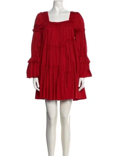 Pre-owned Aje Square Neckline Mini Dress In Red