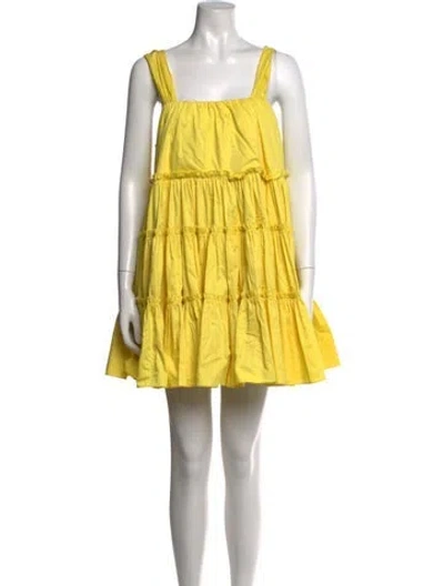Pre-owned Aje Square Neckline Mini Dress In Yellow