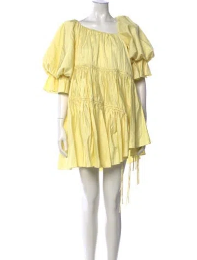 Pre-owned Aje Square Neckline Mini Dress In Yellow