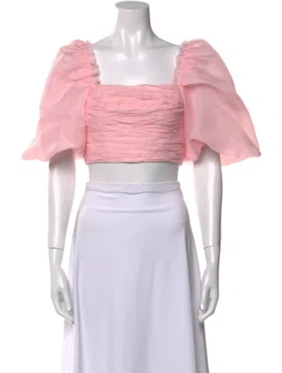 Pre-owned Aje Square Neckline Short Sleeve Crop Top In Pink