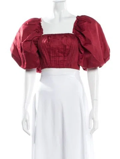 Pre-owned Aje Square Neckline Short Sleeve Crop Top In Pink