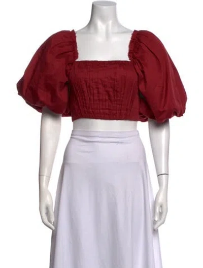 Pre-owned Aje Square Neckline Short Sleeve Crop Top In Pink