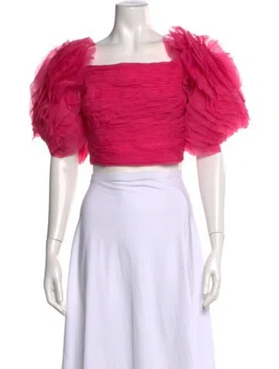 Pre-owned Aje Square Neckline Short Sleeve Crop Top W/ Tags In Pink