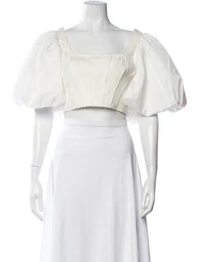 Pre-owned Aje Square Neckline Short Sleeve Crop Top W/ Tags In White