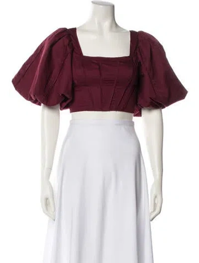 Pre-owned Aje Square Neckline Short Sleeve Crop Top In White