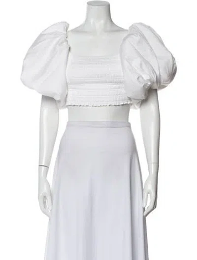 Pre-owned Aje Square Neckline Short Sleeve Crop Top In White