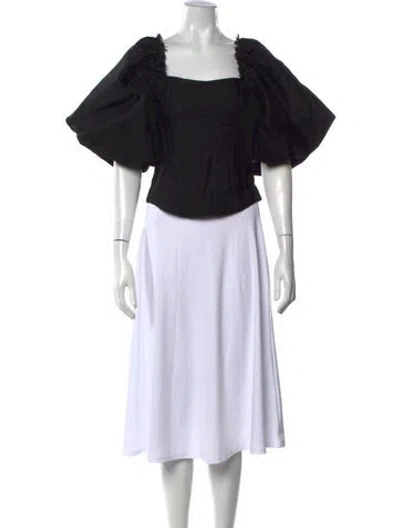 Pre-owned Aje Square Neckline Short Sleeve Top In Black