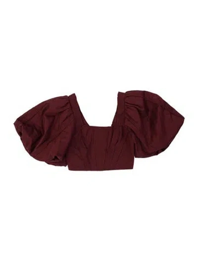 Pre-owned Aje Square Neckline Short Sleeve Top In Burgundy