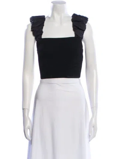 Pre-owned Aje Square Neckline Sleeveless Crop Top In Black
