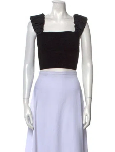Pre-owned Aje Square Neckline Sleeveless Crop Top In Black