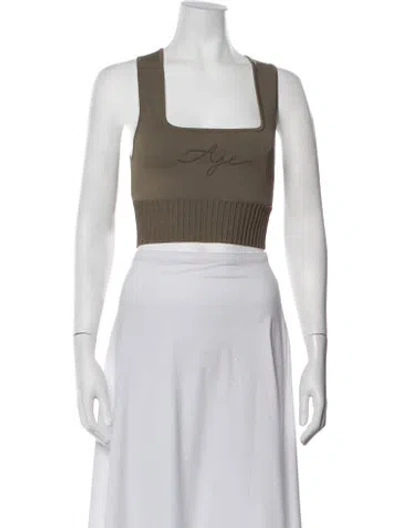 Pre-owned Aje Square Neckline Sleeveless Crop Top In Blue