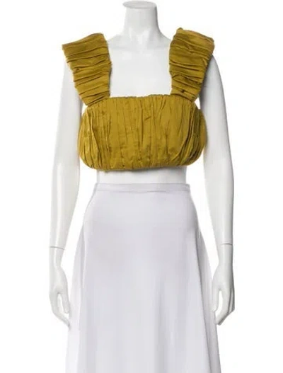 Pre-owned Aje Square Neckline Sleeveless Crop Top In Green