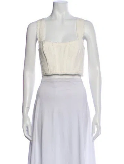 Pre-owned Aje Square Neckline Sleeveless Crop Top In Neutral