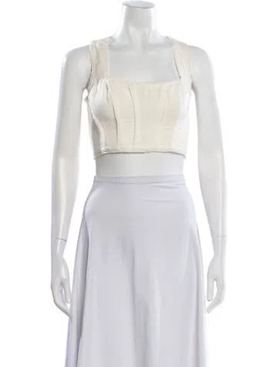 Pre-owned Aje Square Neckline Sleeveless Crop Top In Neutral