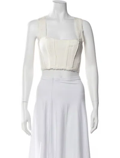 Pre-owned Aje Square Neckline Sleeveless Crop Top In Neutrals