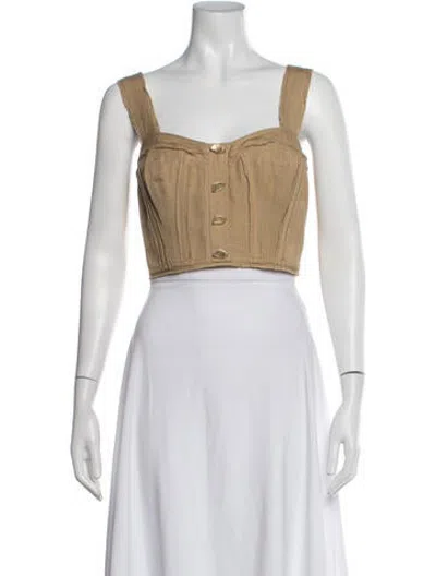 Pre-owned Aje Square Neckline Sleeveless Crop Top In Neutrals