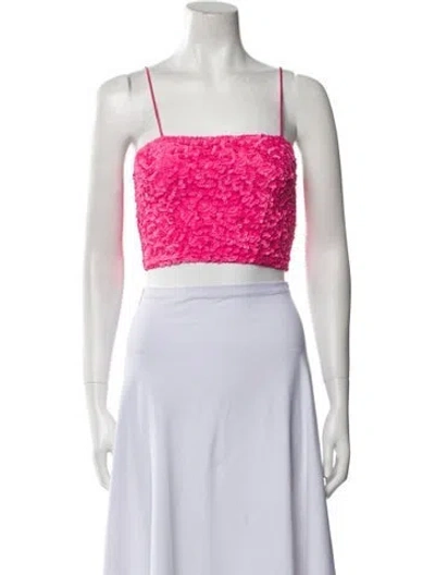 Pre-owned Aje Square Neckline Sleeveless Crop Top In Pink